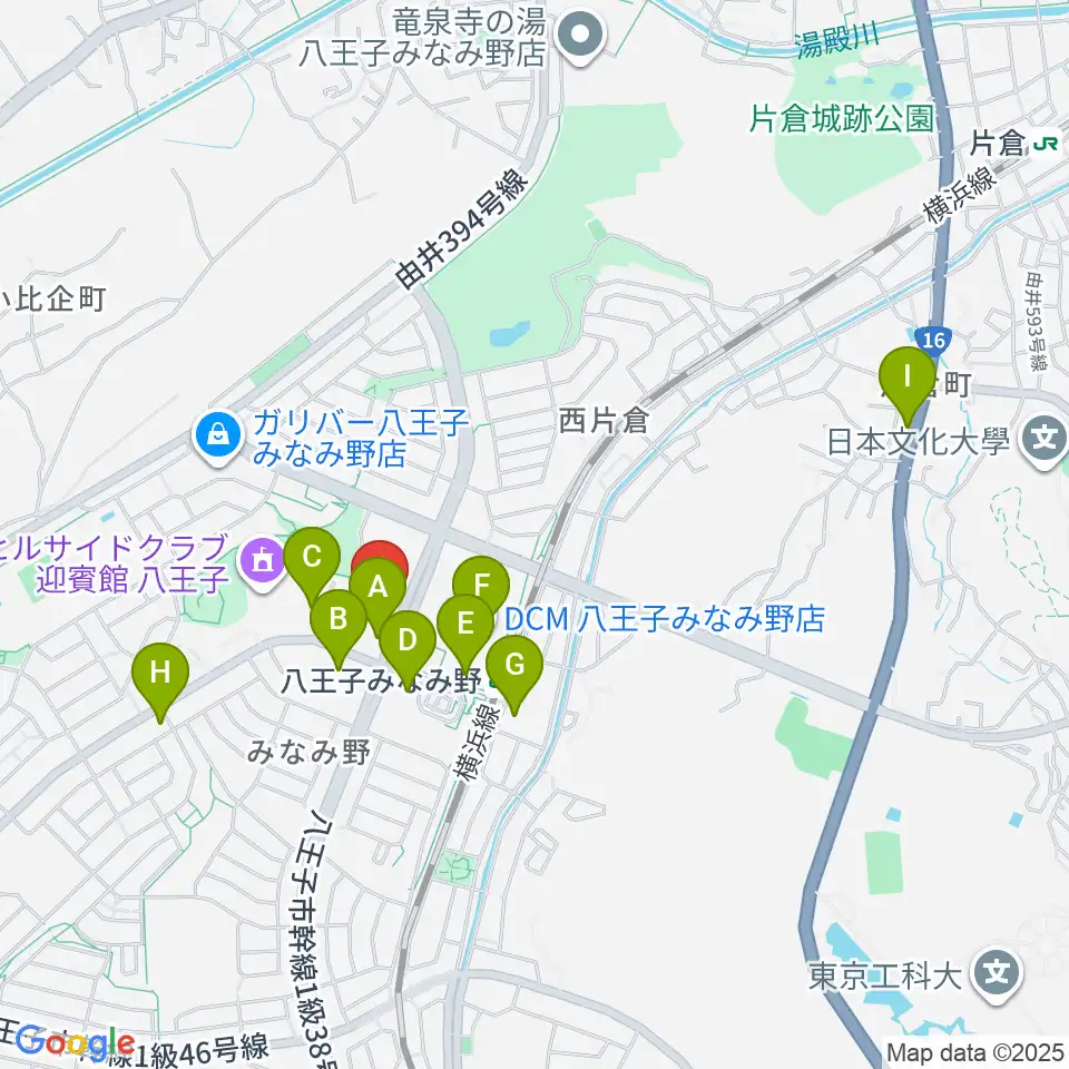 宮地楽器 八王子みなみ野センター周辺のカフェ一覧地図