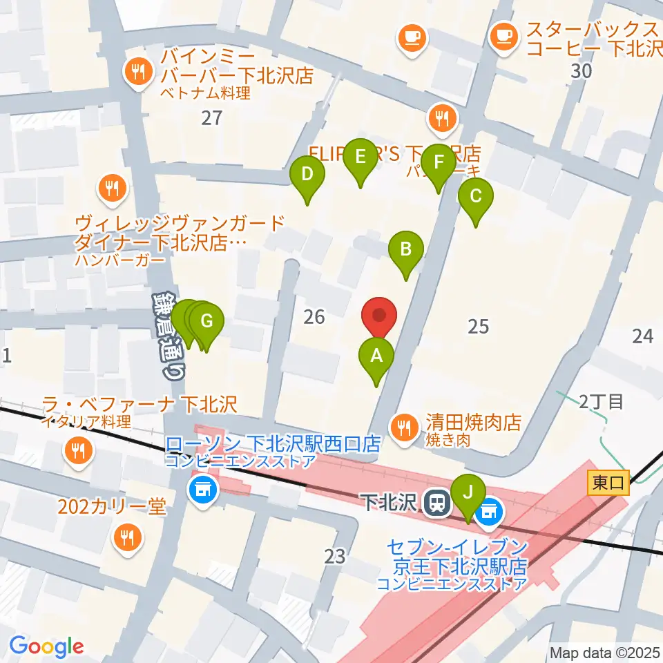 川上楽器 下北沢センター周辺のカフェ一覧地図