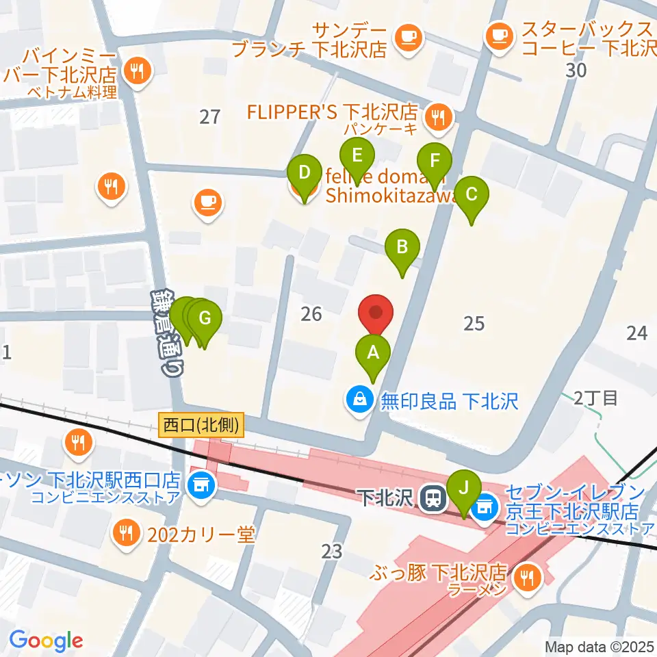 川上楽器 下北沢センター周辺のカフェ一覧地図