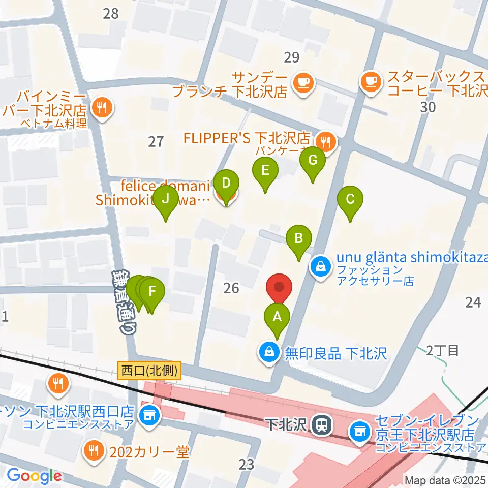 川上楽器 下北沢センター周辺のカフェ一覧地図