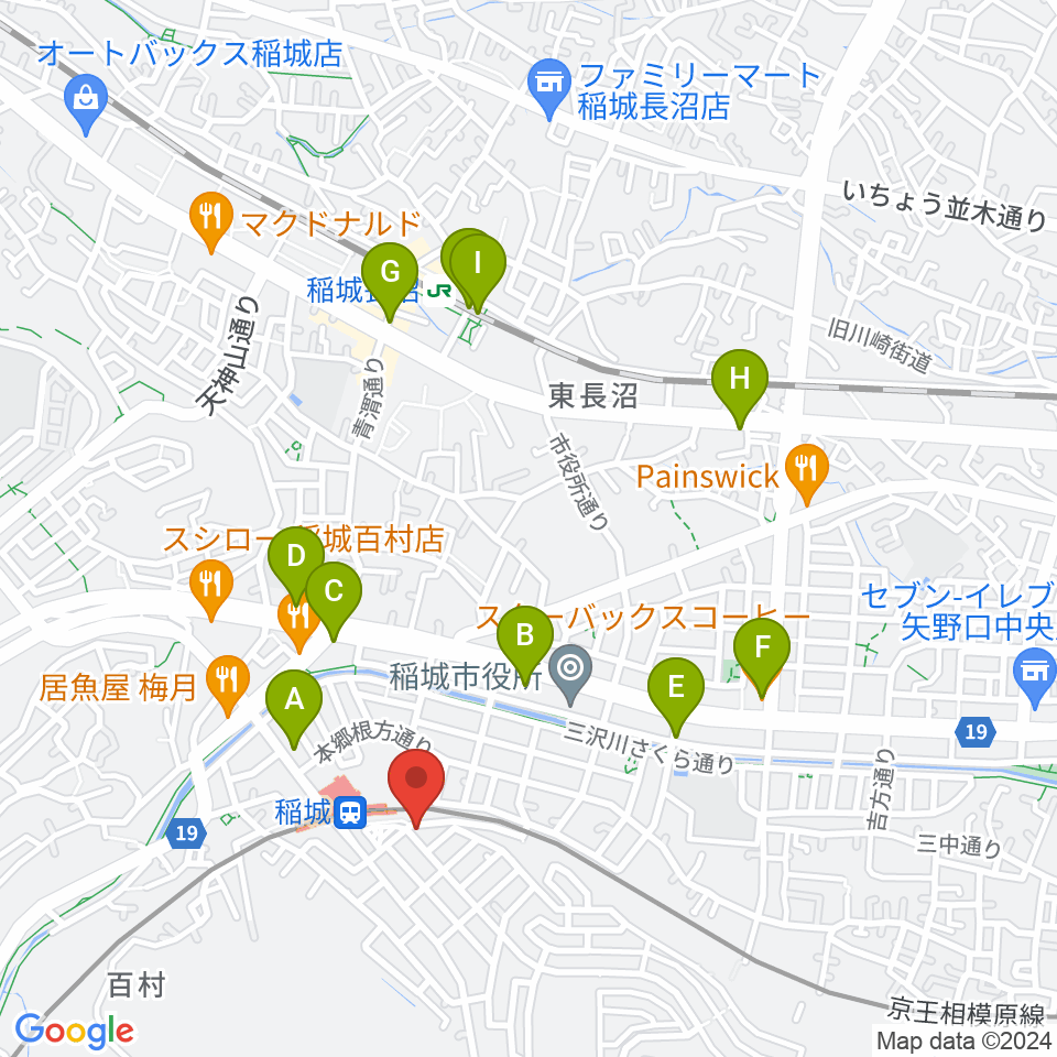 川上楽器 稲城センター周辺のカフェ一覧地図