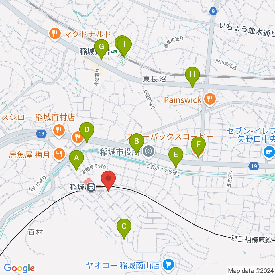 川上楽器 稲城センター周辺のカフェ一覧地図