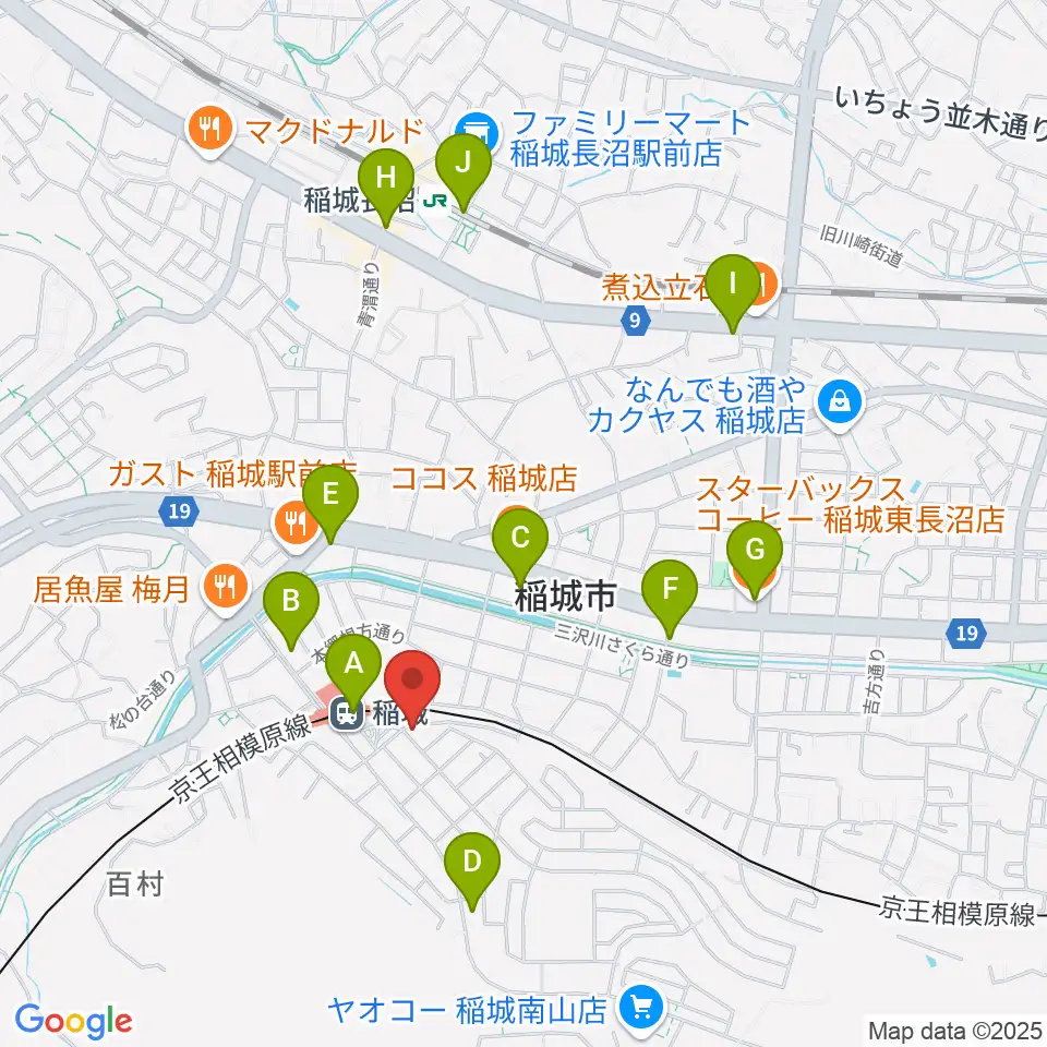 川上楽器 稲城センター周辺のカフェ一覧地図