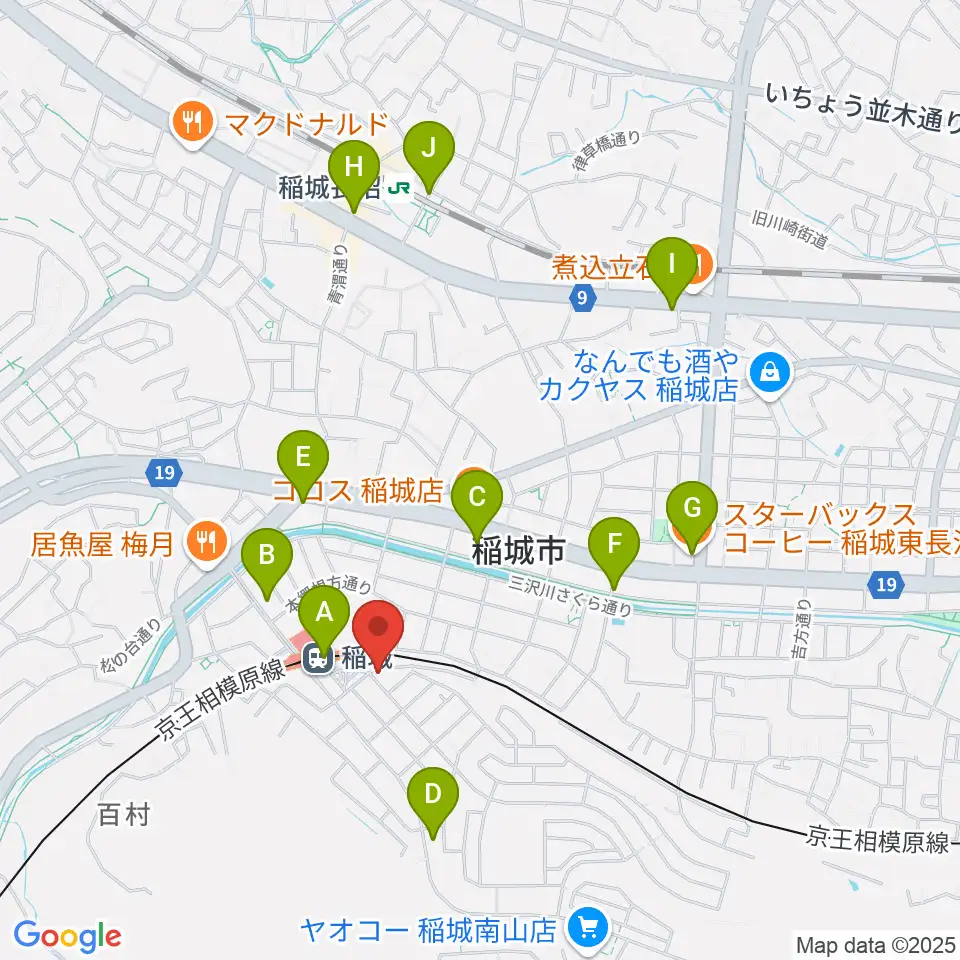 川上楽器 稲城センター周辺のカフェ一覧地図