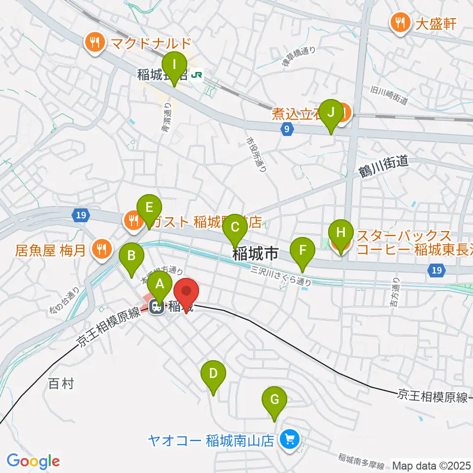 川上楽器 稲城センター周辺のカフェ一覧地図