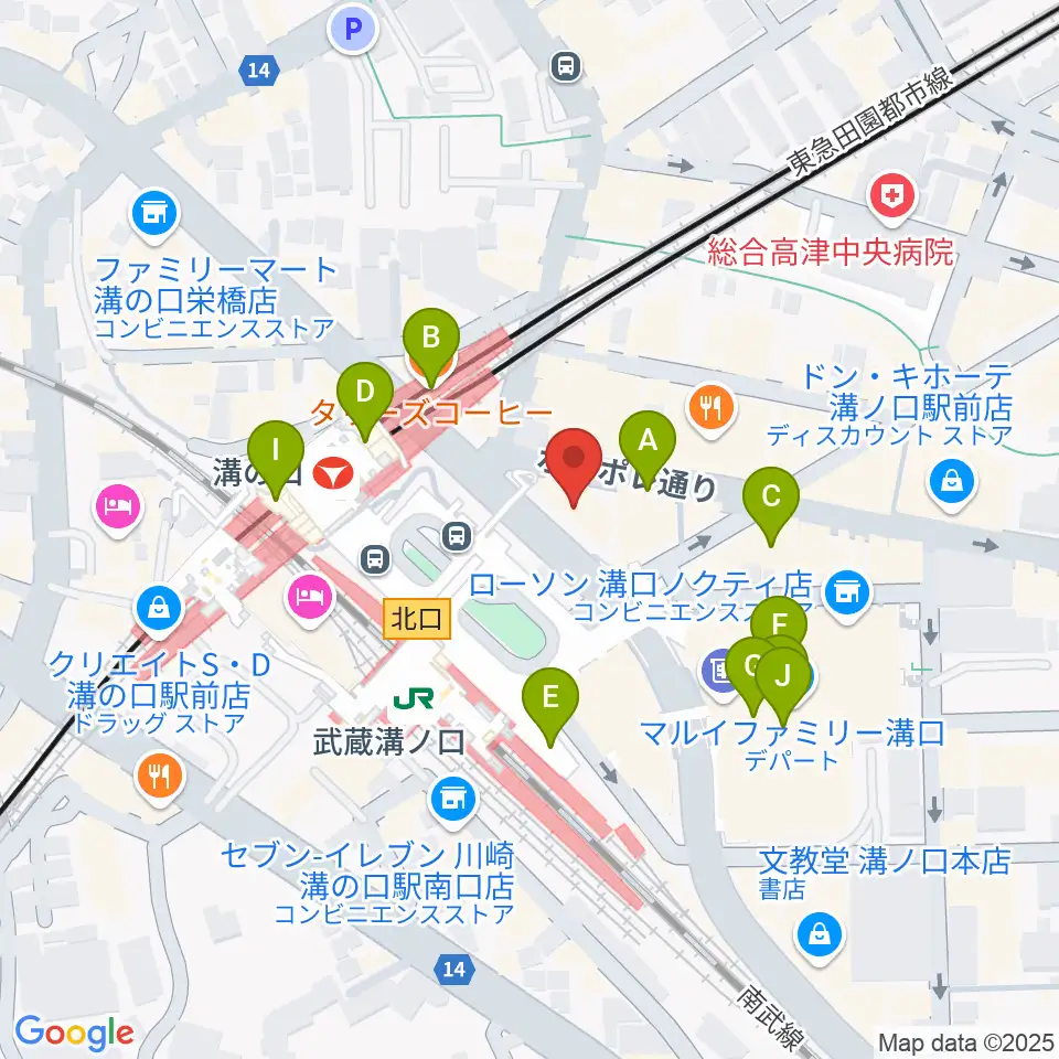 川上楽器 溝ノ口センター周辺のカフェ一覧地図