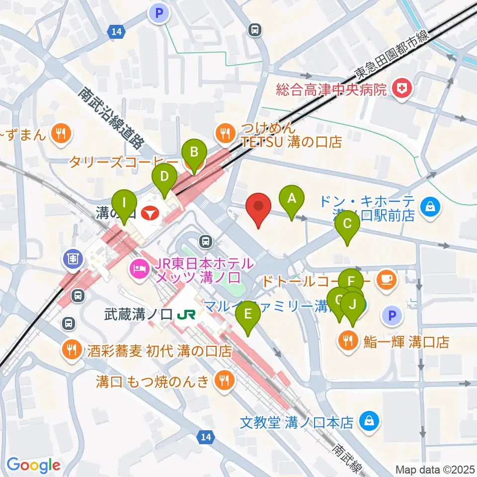 川上楽器 溝ノ口センター周辺のカフェ一覧地図