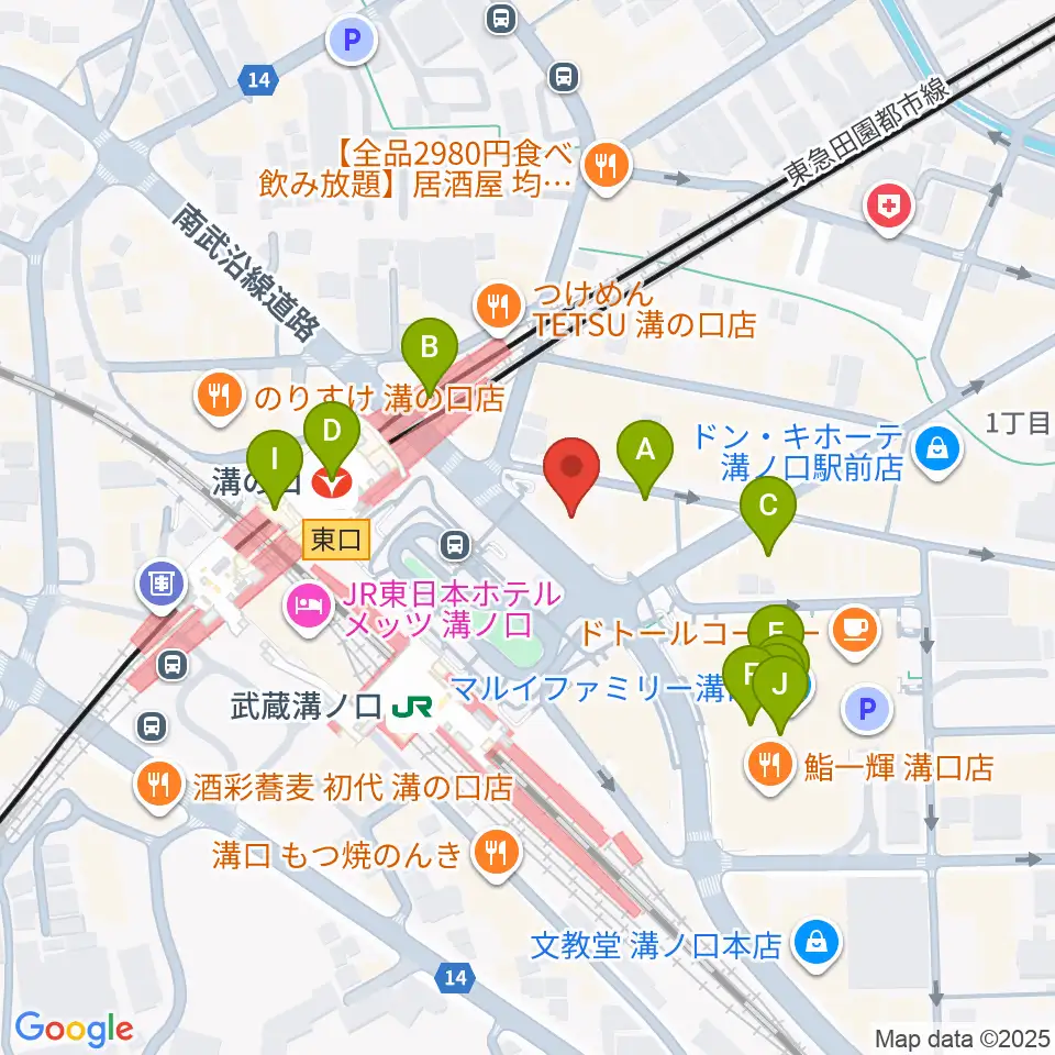 川上楽器 溝ノ口センター周辺のカフェ一覧地図