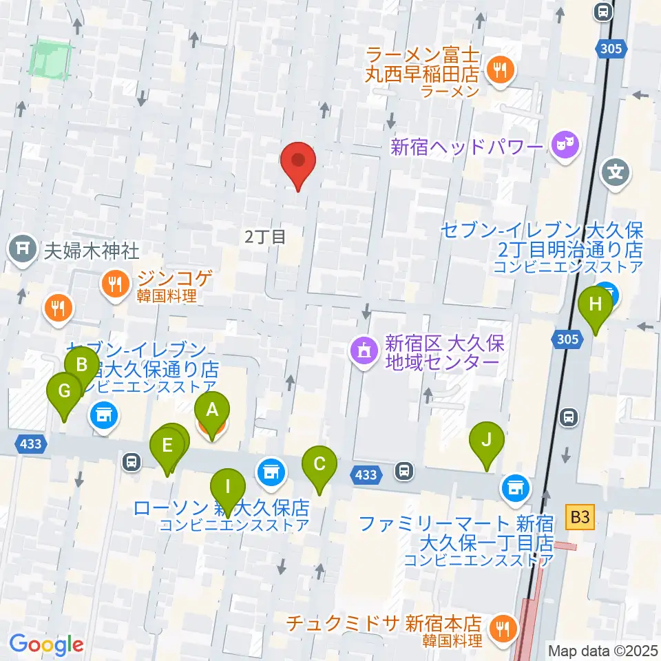 高橋管楽器周辺のカフェ一覧地図