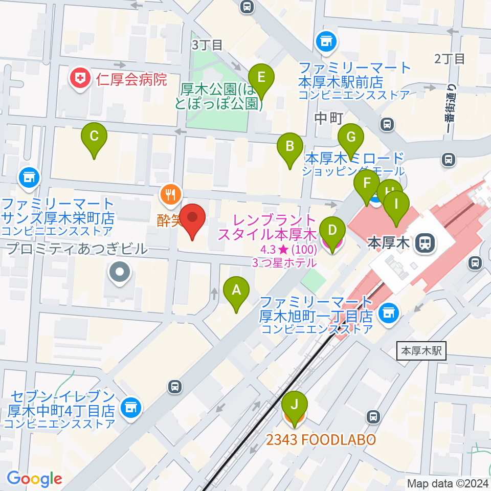 メロディ会周辺のカフェ一覧地図