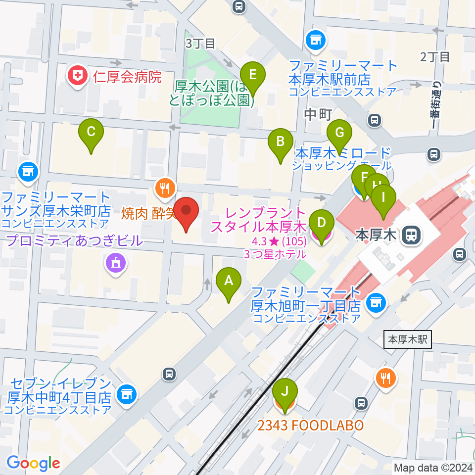 メロディ会周辺のカフェ一覧地図