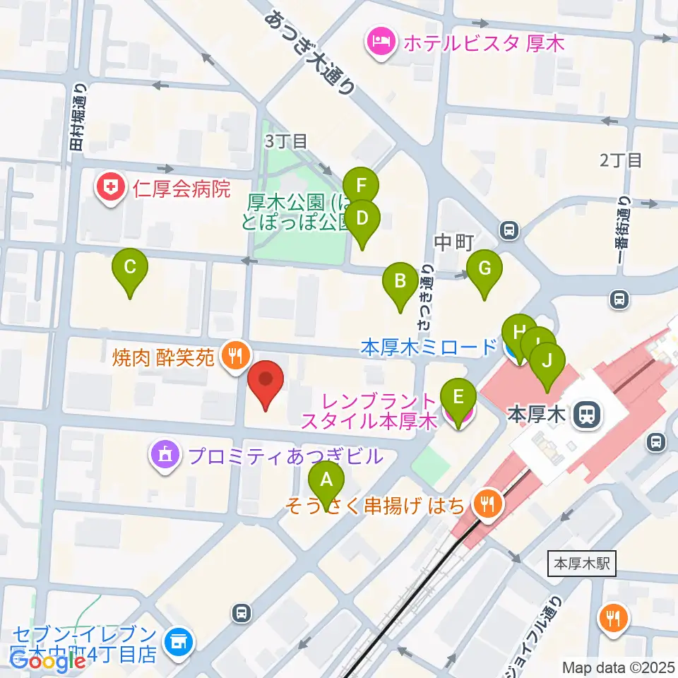 メロディ会周辺のカフェ一覧地図