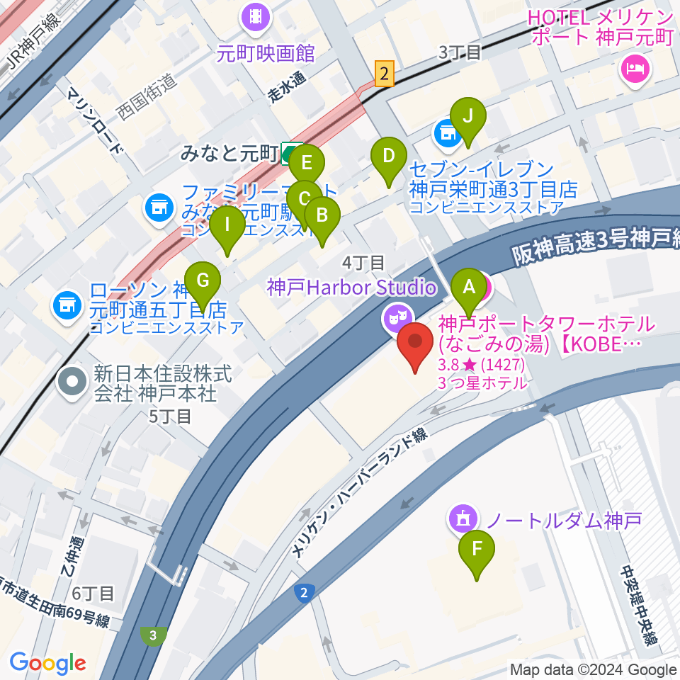 HATOBA MUSIC SCHOOL A&D MUSIC周辺のカフェ一覧地図