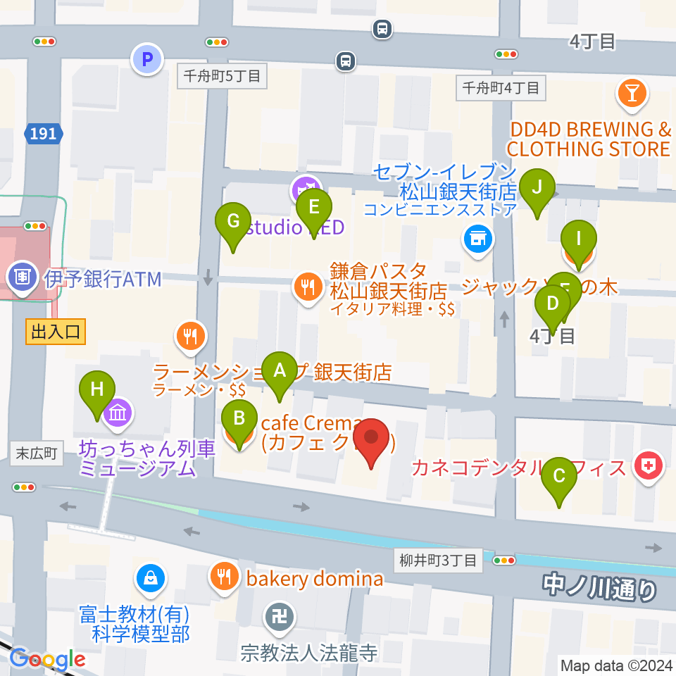 MUSICA周辺のカフェ一覧地図