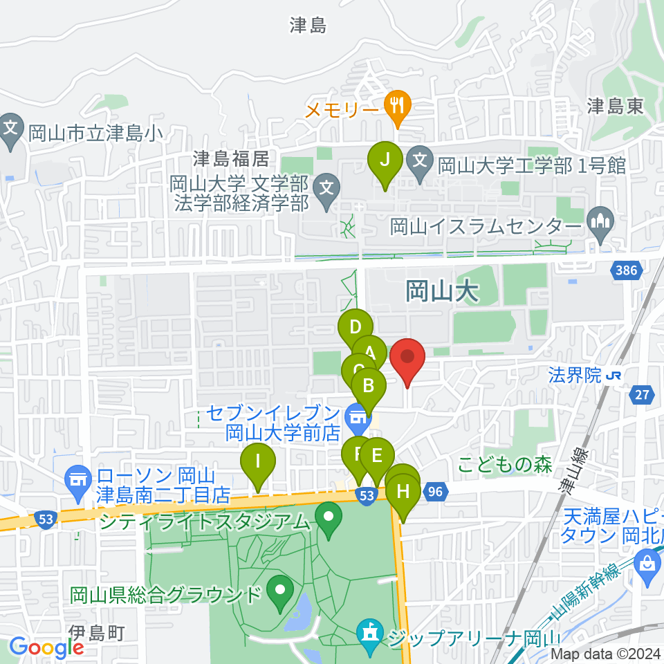 ピアノレンタルスタジオ アーデル周辺のカフェ一覧地図