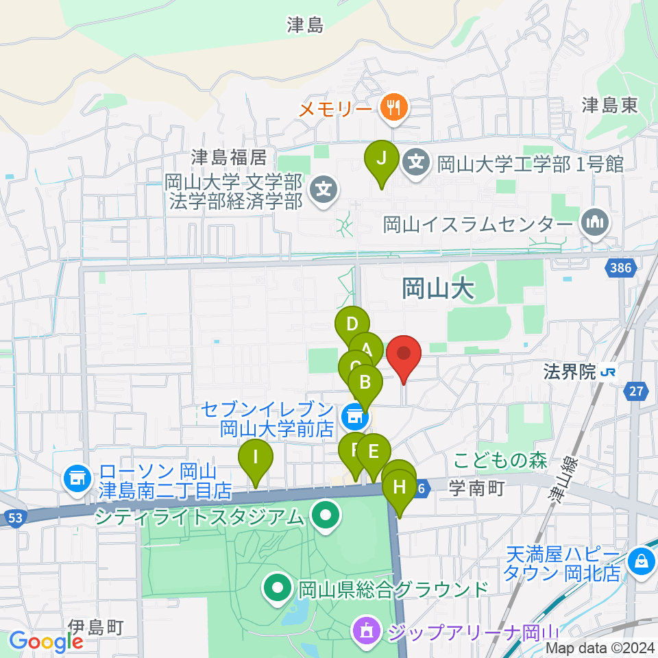 ピアノレンタルスタジオ アーデル周辺のカフェ一覧地図