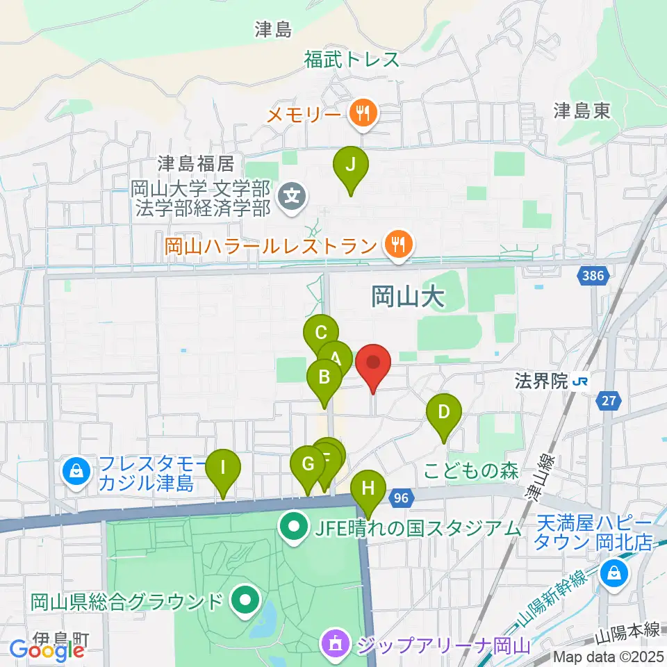 ピアノレンタルスタジオ アーデル周辺のカフェ一覧地図