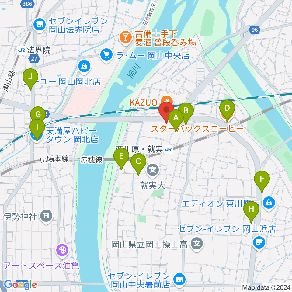 ラッシュミュージックアカデミー周辺のカフェ一覧地図