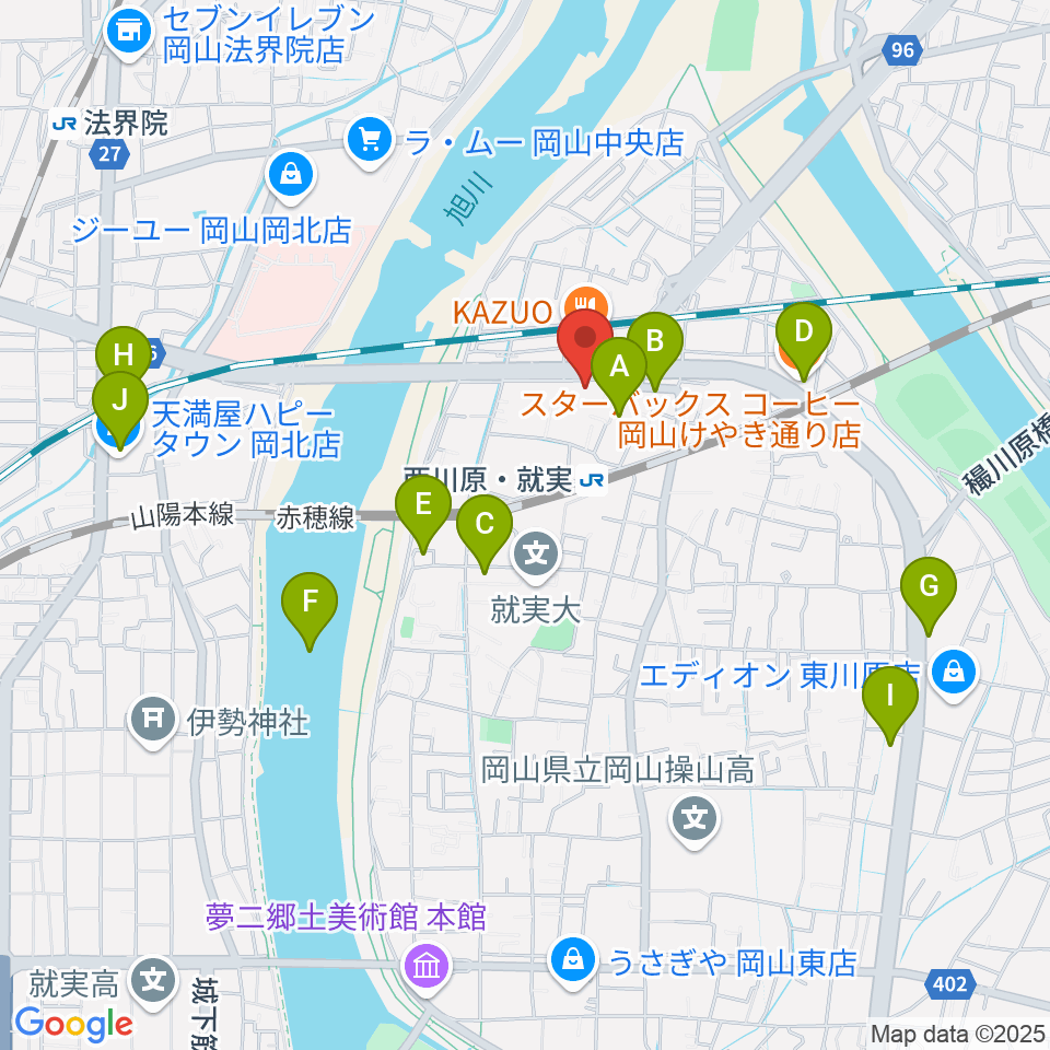 ラッシュミュージックアカデミー周辺のカフェ一覧地図