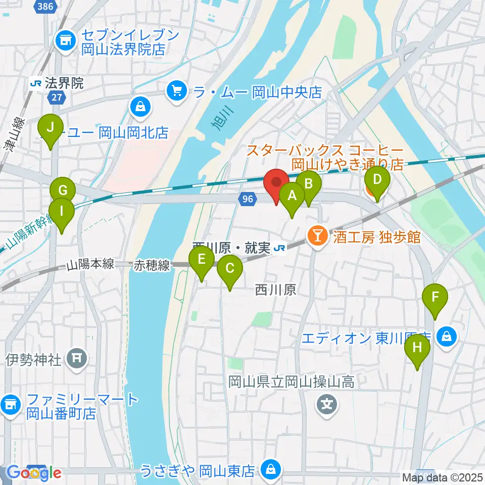 ラッシュミュージックアカデミー周辺のカフェ一覧地図