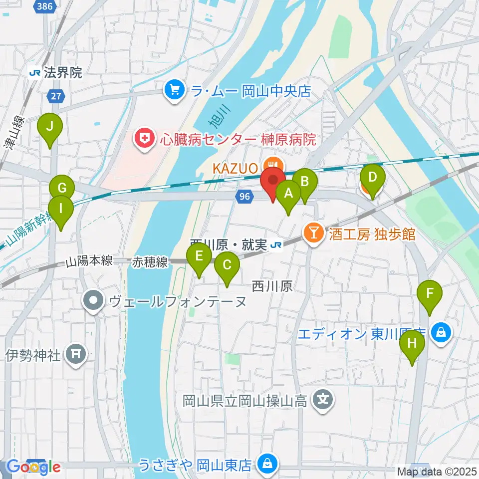ラッシュミュージックアカデミー周辺のカフェ一覧地図