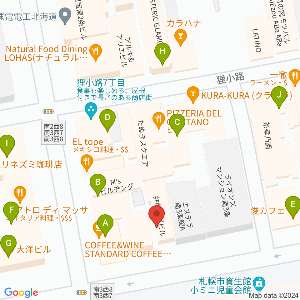 井関楽器周辺のカフェ一覧地図