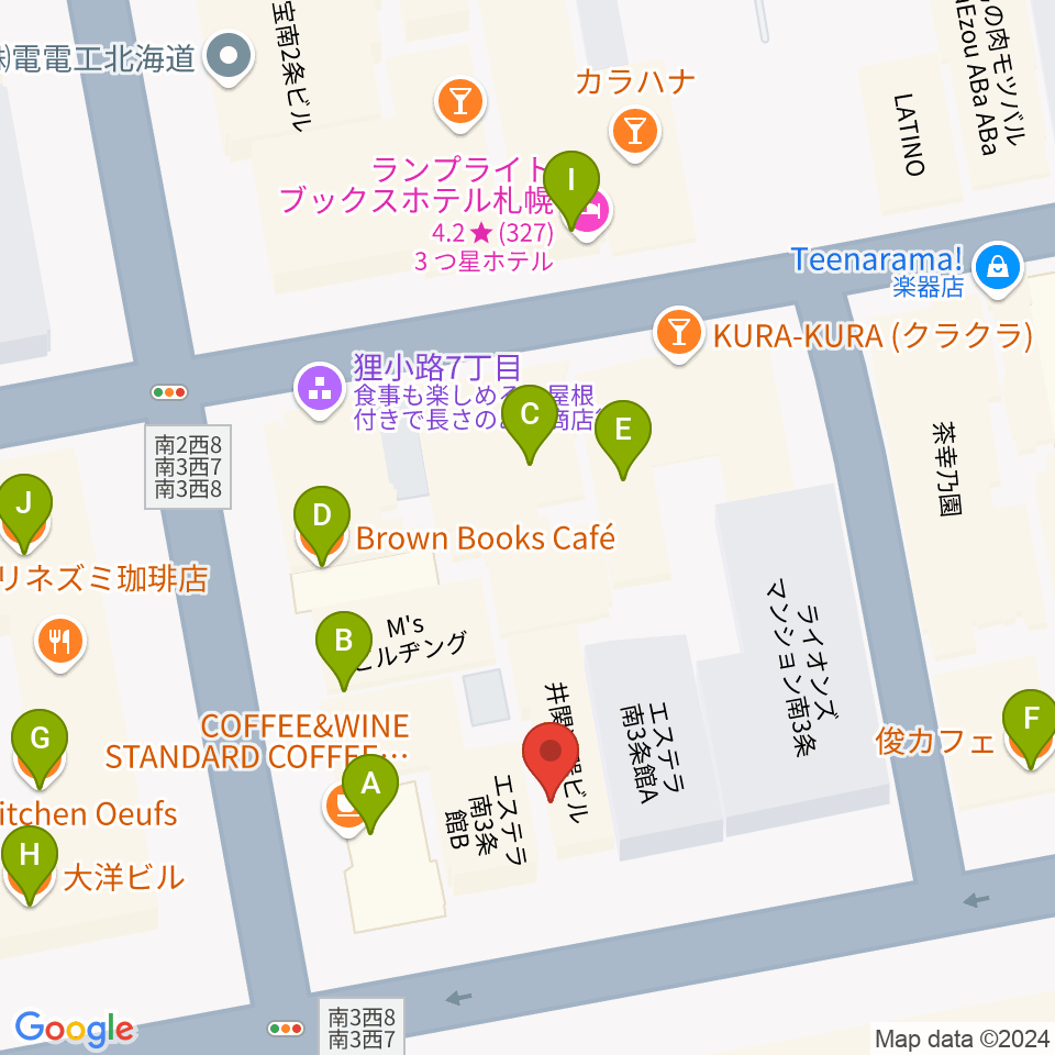 井関楽器周辺のカフェ一覧地図