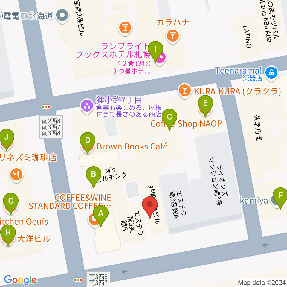 井関楽器周辺のカフェ一覧地図