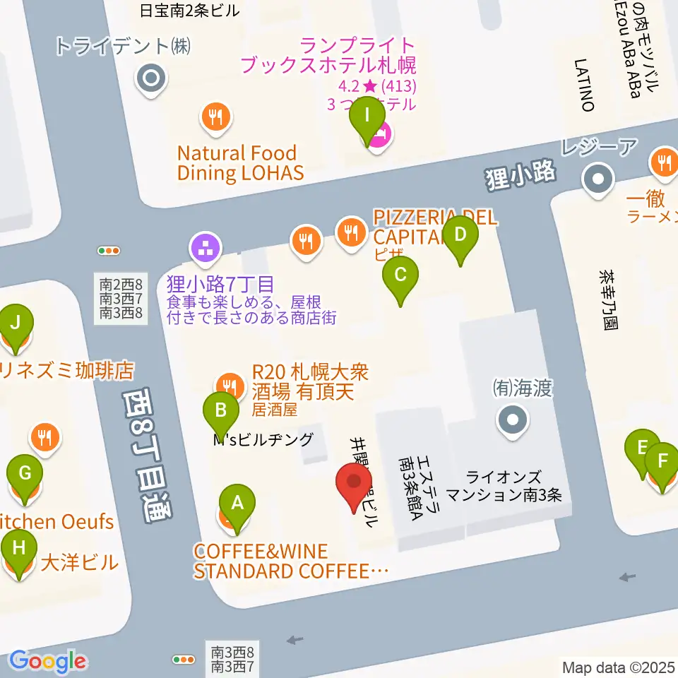 井関楽器周辺のカフェ一覧地図