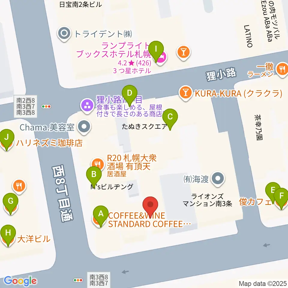 井関楽器周辺のカフェ一覧地図