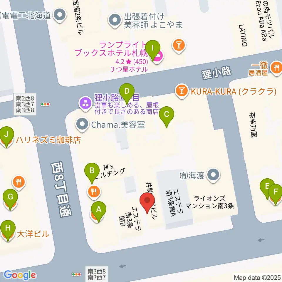 井関楽器周辺のカフェ一覧地図