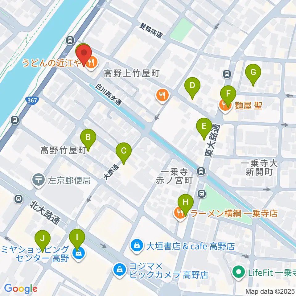ギターランド フルアップ周辺のカフェ一覧地図
