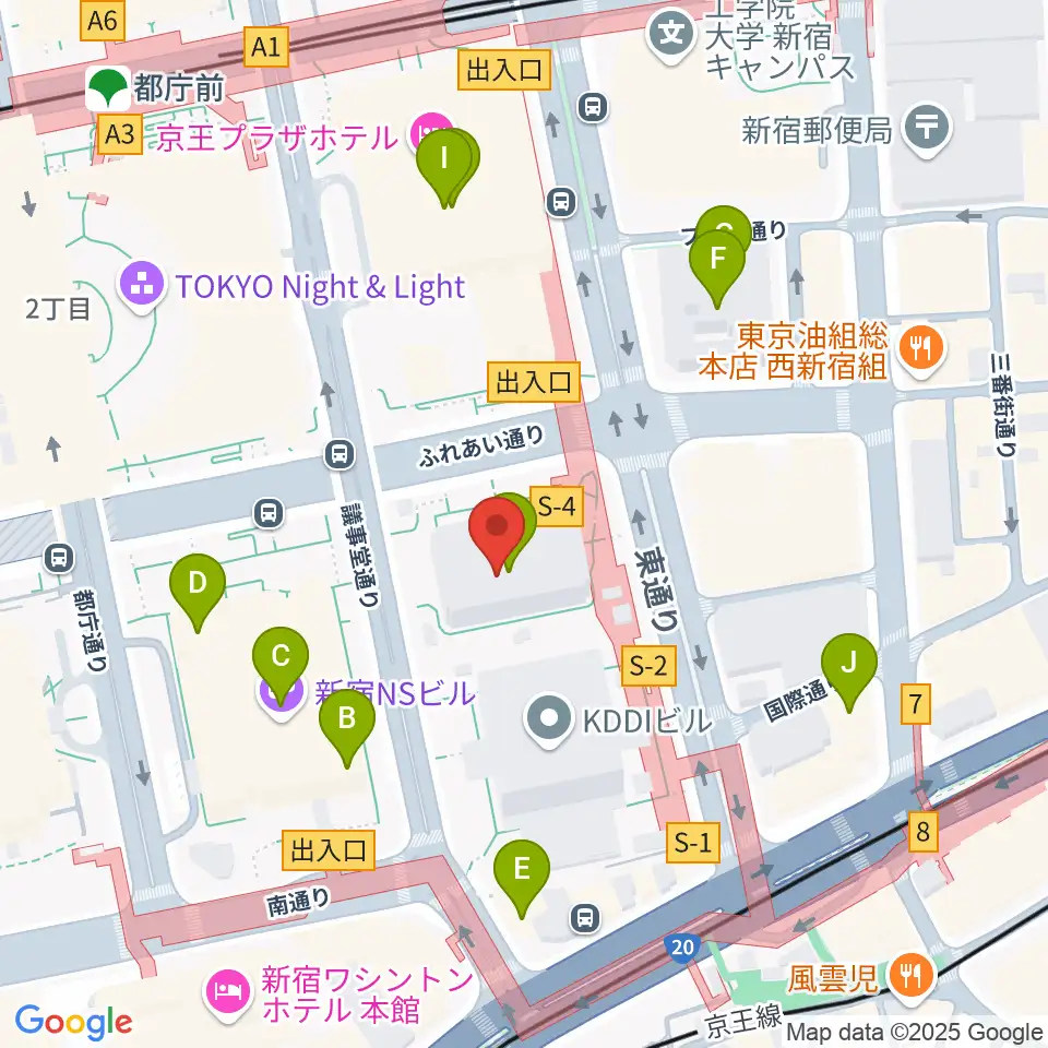 宮地楽器 MUSIC JOY新宿周辺のカフェ一覧地図