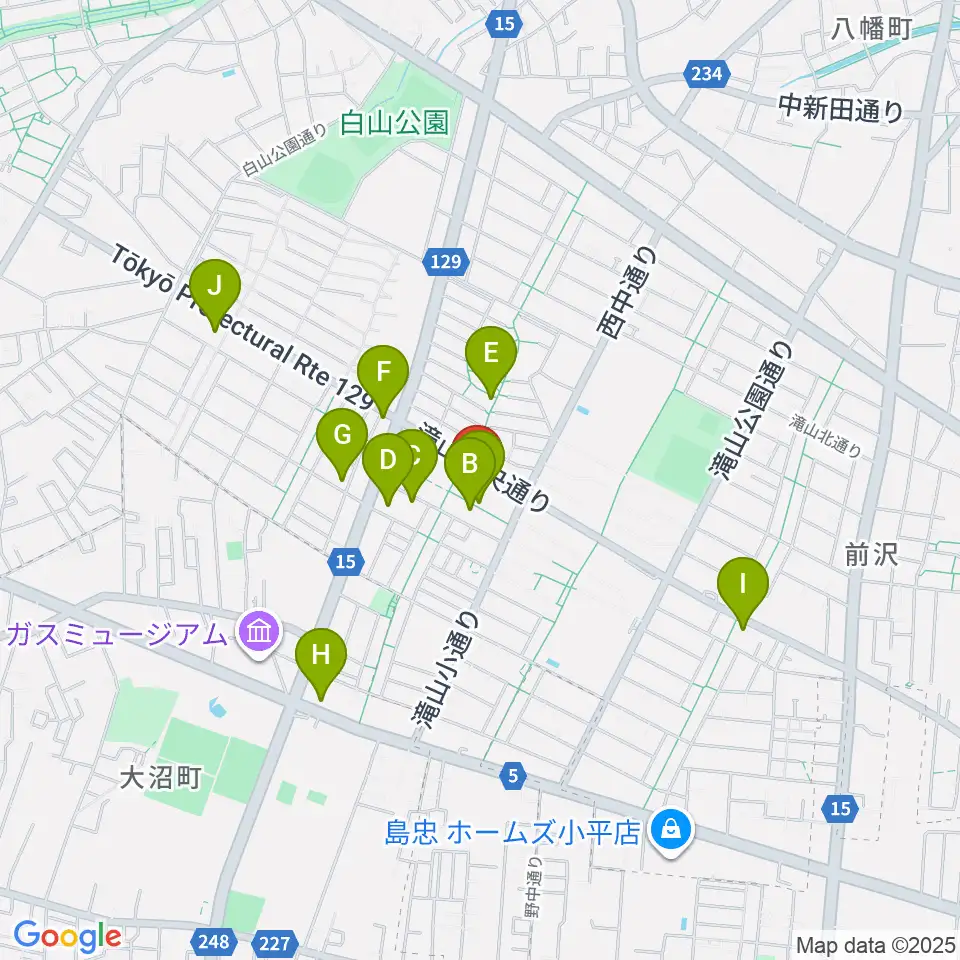 宮地楽器 滝山センター周辺のカフェ一覧地図