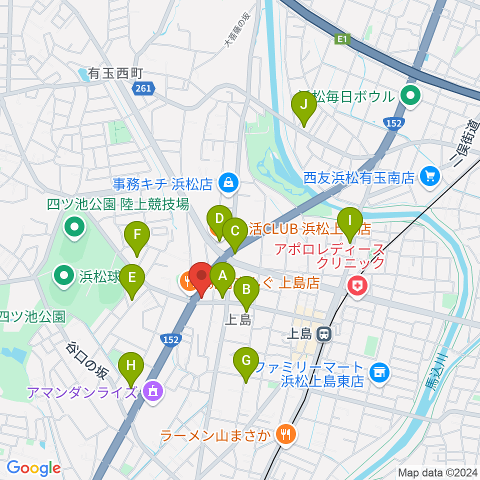 アオイ楽器店周辺のカフェ一覧地図