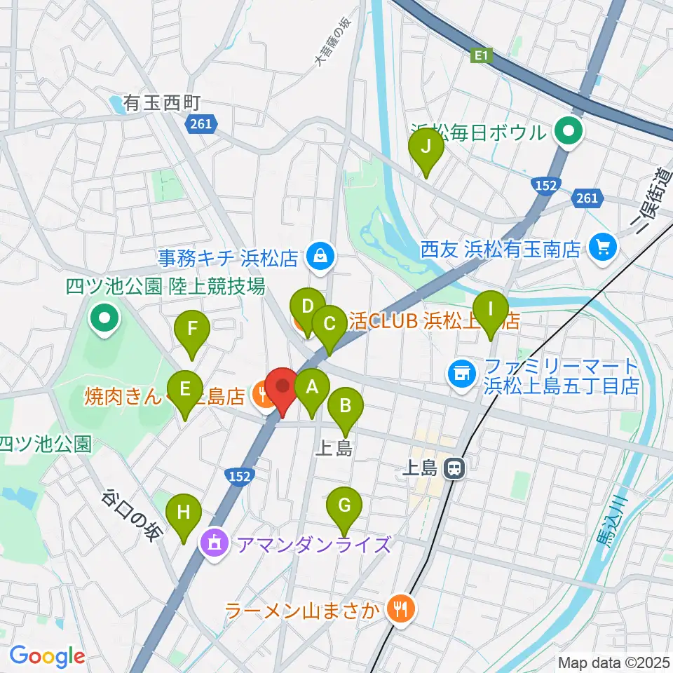 アオイ楽器店周辺のカフェ一覧地図