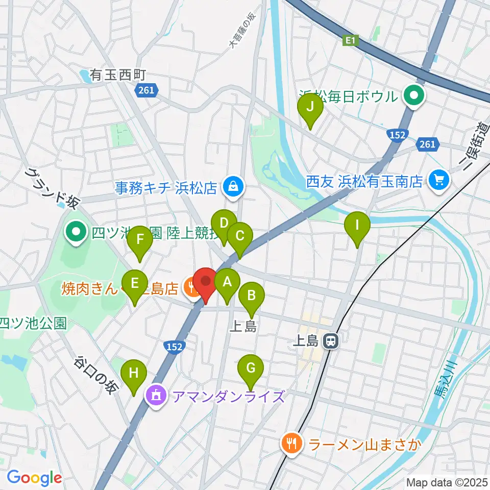 アオイ楽器店周辺のカフェ一覧地図