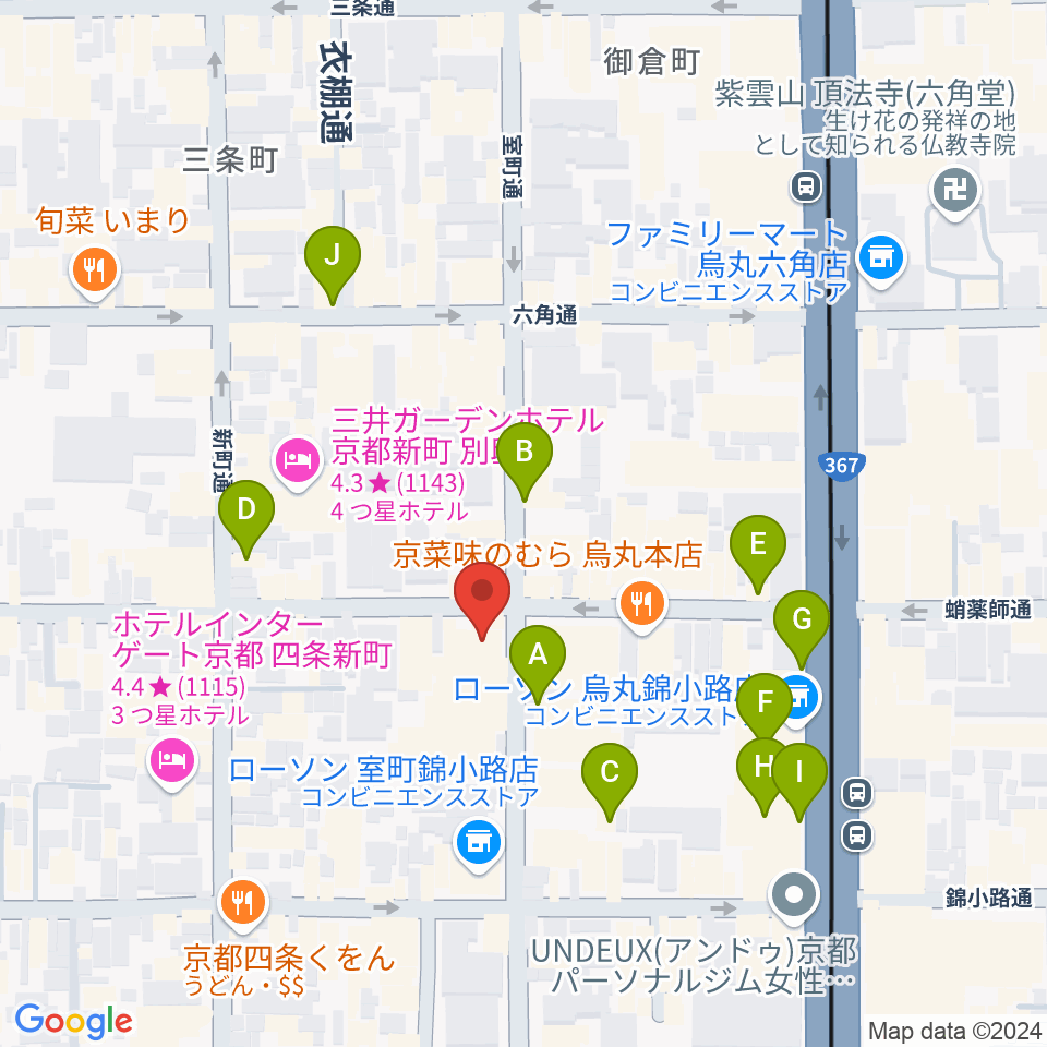 スタジオPoco四条周辺のカフェ一覧地図