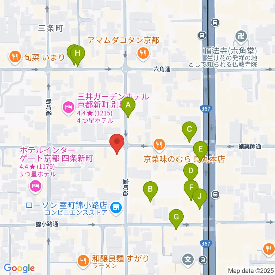 スタジオPoco四条周辺のカフェ一覧地図
