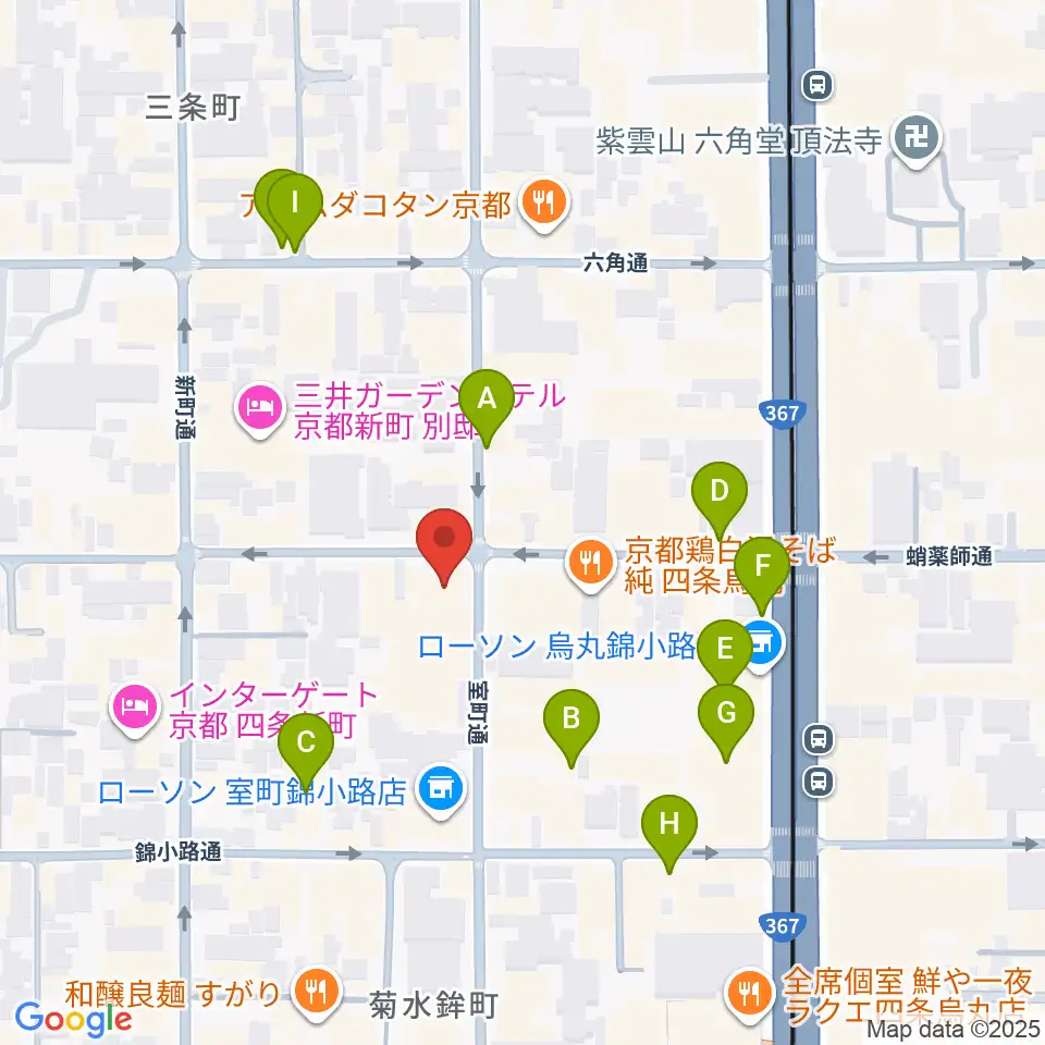 スタジオPoco四条周辺のカフェ一覧地図