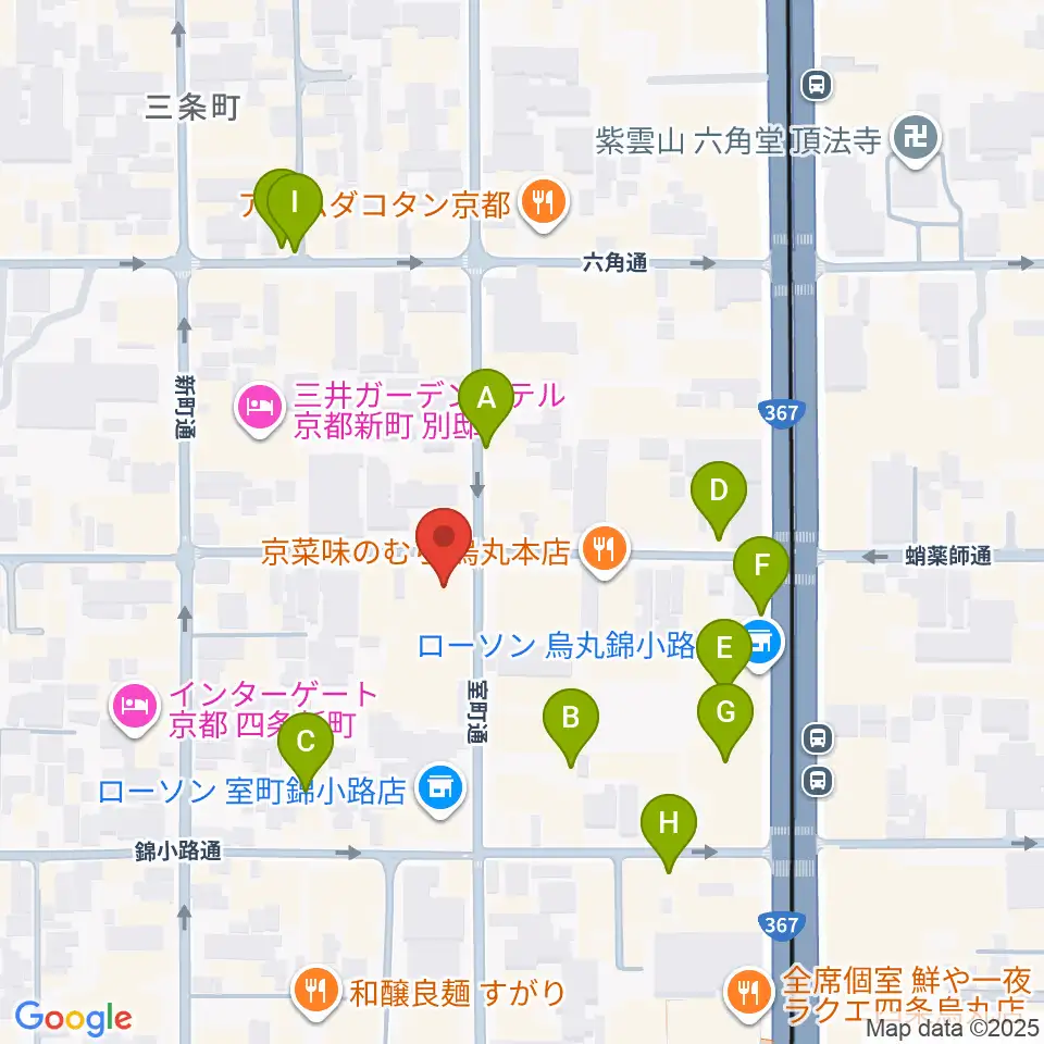スタジオPoco四条周辺のカフェ一覧地図