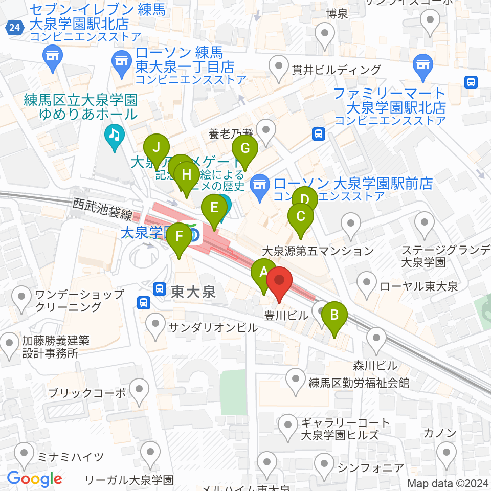 武蔵野楽器セサミクラブ周辺のカフェ一覧地図