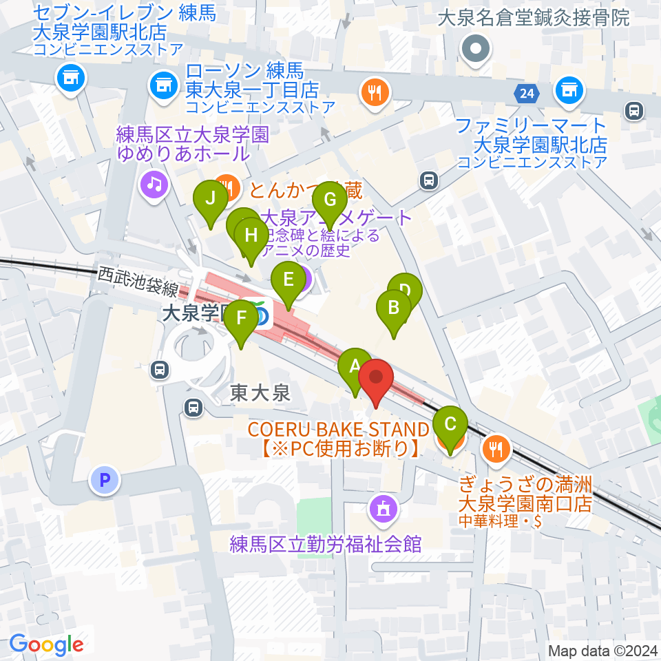 武蔵野楽器セサミクラブ周辺のカフェ一覧地図