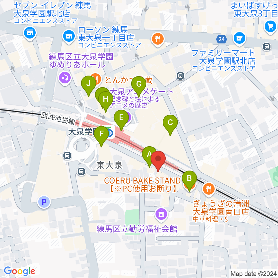 武蔵野楽器セサミクラブ周辺のカフェ一覧地図