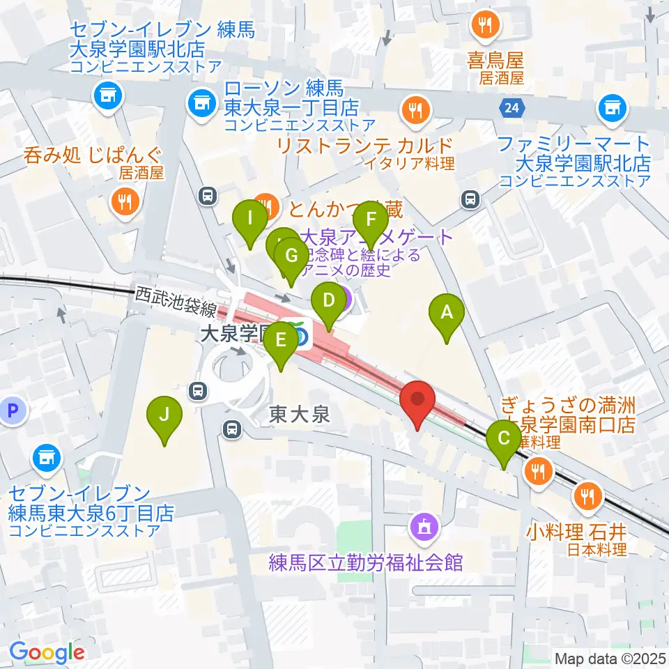 武蔵野楽器セサミクラブ周辺のカフェ一覧地図