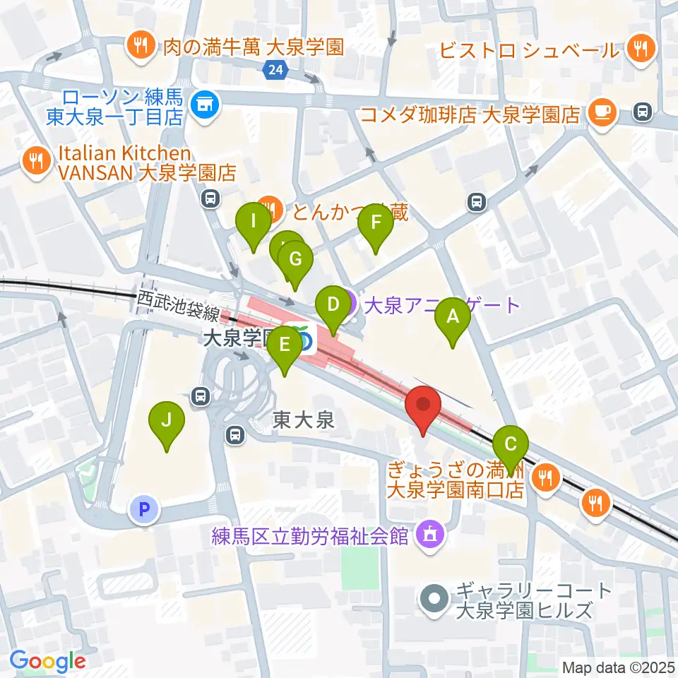 武蔵野楽器セサミクラブ周辺のカフェ一覧地図