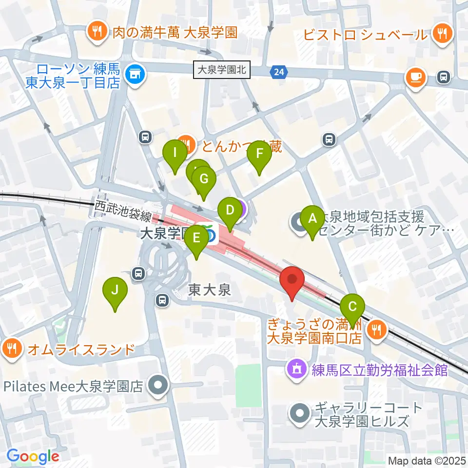武蔵野楽器セサミクラブ周辺のカフェ一覧地図