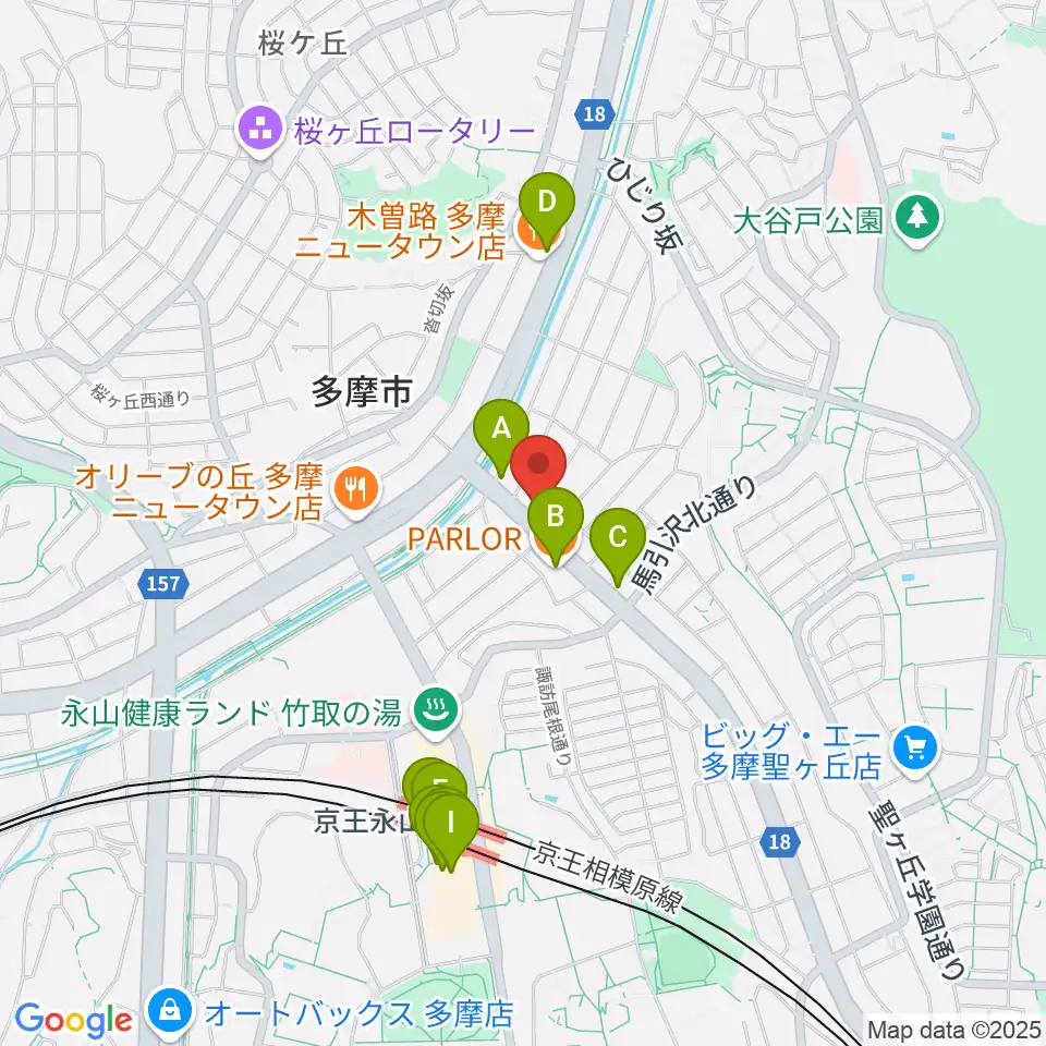 Mスタジオ永山店周辺のカフェ一覧地図