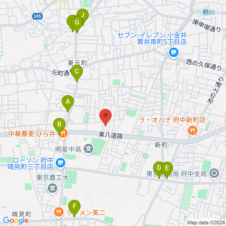 アカデミーアポロ周辺のカフェ一覧地図