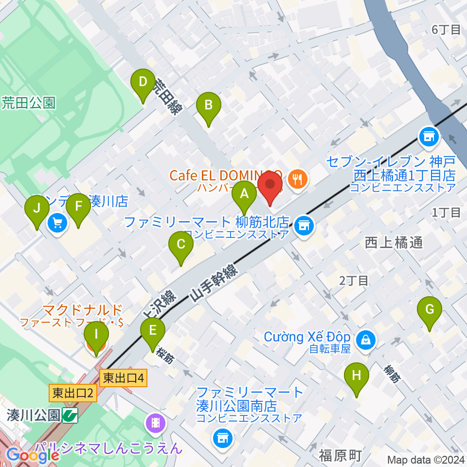 きどやバイオリン工房周辺のカフェ一覧地図